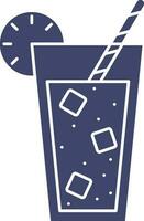 Cocktail Drink With Ice Cube Icon in Blue And White Color. vector