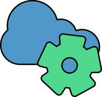 Cloud Setup Icon In Blue And Green Color. vector