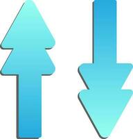 Up and Down Arrow Blue Gradient Paper Icon. vector