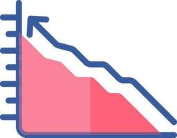 Line Graph Icon In Blue And Pink Color. vector