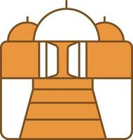 Orange And White Color Angkor Wat Icon. vector