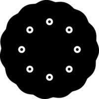 Flat Style Round Cookie Icon In Black And White Color. vector