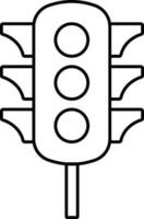 Black Thin Line Art Traffic Light Icon. vector