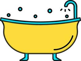 Bathtub Icon Or Symbol In Blue And Yellow Color. vector