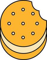 Cream Cookie Icon In Yellow Color. vector