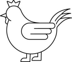 Hen Or Chicken Icon In Black Line Art. vector