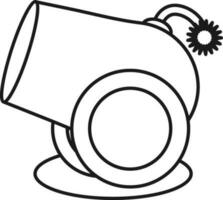 Flat Style Canon Icon In Black Outline. vector