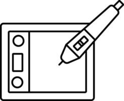 Linear Style Graphic Tablet Icon Or Symbol. vector