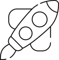 Isolated Rocket Icon In Black Stroke Style. vector