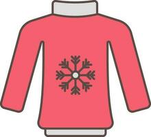rojo y gris color copo de nieve símbolo en suéter icono. vector