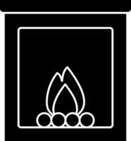 Black And White Color Chimney Or Fireplace Icon In Flat Style. vector