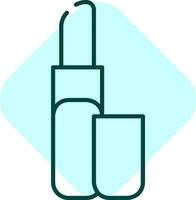 Lipstick Line Art Icon On Blue Sqaure Background. vector