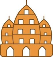 Angkor Wat Icon In Orange And White Color. vector