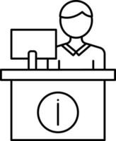 Information Or Reception Counter Icon In Black Line Art. vector