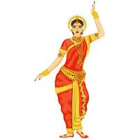 hembra bailarín ejecutando clásico danza de India en blanco antecedentes. vector