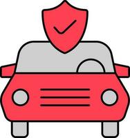 Check Car Security Or Insurance Icon In Grey And Red Color. vector