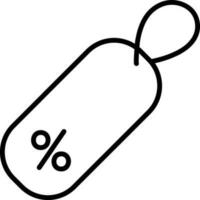 Percentage Tag Icon In Black Line Art. vector