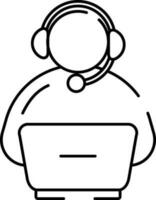 Customer Service Icon In Black Outline. vector