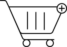 Add Cart Icon In Black Outline. vector