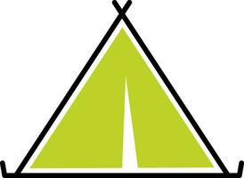 Camping Tent Icon In Green And White Color. vector