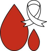 Awareness Ribbon With Blood Icon In Red And White Color. vector