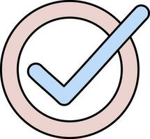 Checkmark Icon In Pink And Blue Color. vector