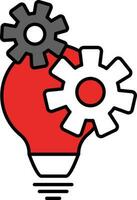 Light Bulb And Cogwheel Grey And Red Icon. vector