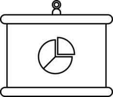 Linear Style Pie Chart Over Canvas Board Icon Or Symbol. vector