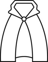 Black Color Outline Cape Icon in Flat Style. vector