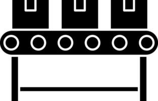 Conveyor With Boxes Icon In Black and White Color. vector