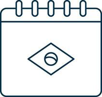 Isolated Brazil Flag in Calendar Icon in Line Art. vector