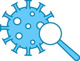 Virus Searching Blue And White Icon In Flat Style. vector