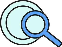 Search Or Check Plate For Cleaning Icon In Blue Color. vector