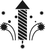 fuegos artificiales cohete icono en negro y blanco color. vector