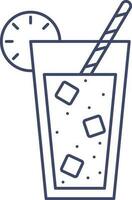 Cold Drink Glass With Straw Icon in Thin Line Art. vector