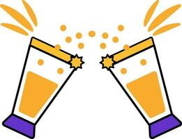 Orange And Violet Cheers Drink Glass Icon In Flat Style. vector