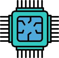 Processor Chip Icon in Blue and Turquoise Color. vector