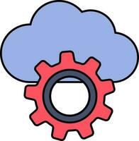 Illustration Of Cloud Setting Icon In Blue And Red Color. vector