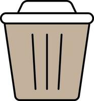 Flat Style Dustbin Icon In Grey And White Color. vector