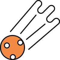 Asteroids Icon In Orange And White Color. vector