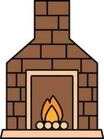 Fireplace Or Chimney Icon In Brown And Peach Color. vector