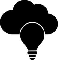 Illustration Of Cloud With Light Bulb Icon In Black and White Color. vector