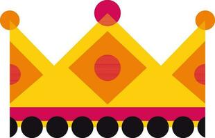 Decorated colorful crown in flat style. vector