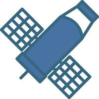 Flat Style Satellite Icon In Blue And White Color. vector