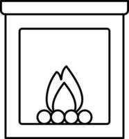 Line Art Illustration of Chimney Or Fireplace Icon In Flat Style. vector