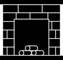 Brick Fireplace Icon In Black And White Color. vector