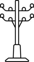 Electricity Pole Icon in Black Thin Line Art. vector