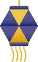 Blue And Yellow Paper Lantern Flat Icon. vector