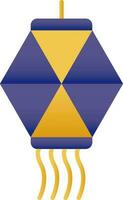 Blue And Yellow Paper Lantern Flat Icon. vector