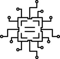 Circuit Or Microchip Icon in Black Outline. vector